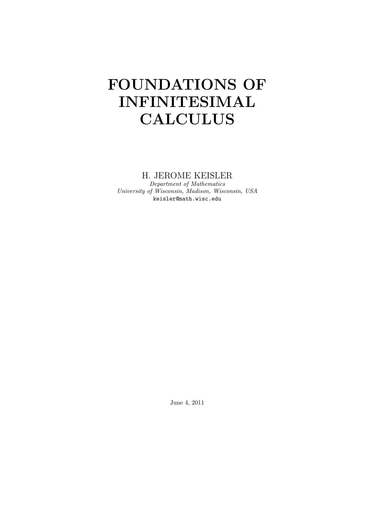 Foundations of Infinitesimal Calculus